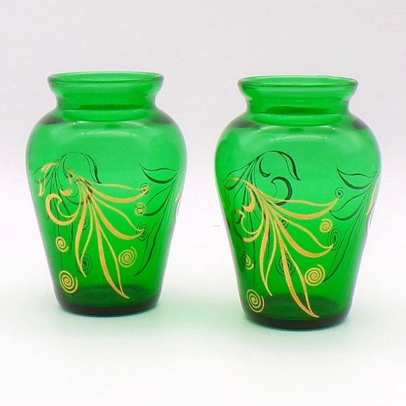 unknown Accents Vintage Green Glass And Gold Vases Poshmark